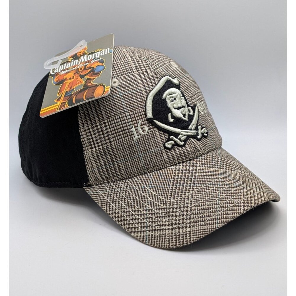 NEW NWT Captain Morgan Spiced Rum Plaid Promo Strap Back Hat Cap Pirate Est 1680